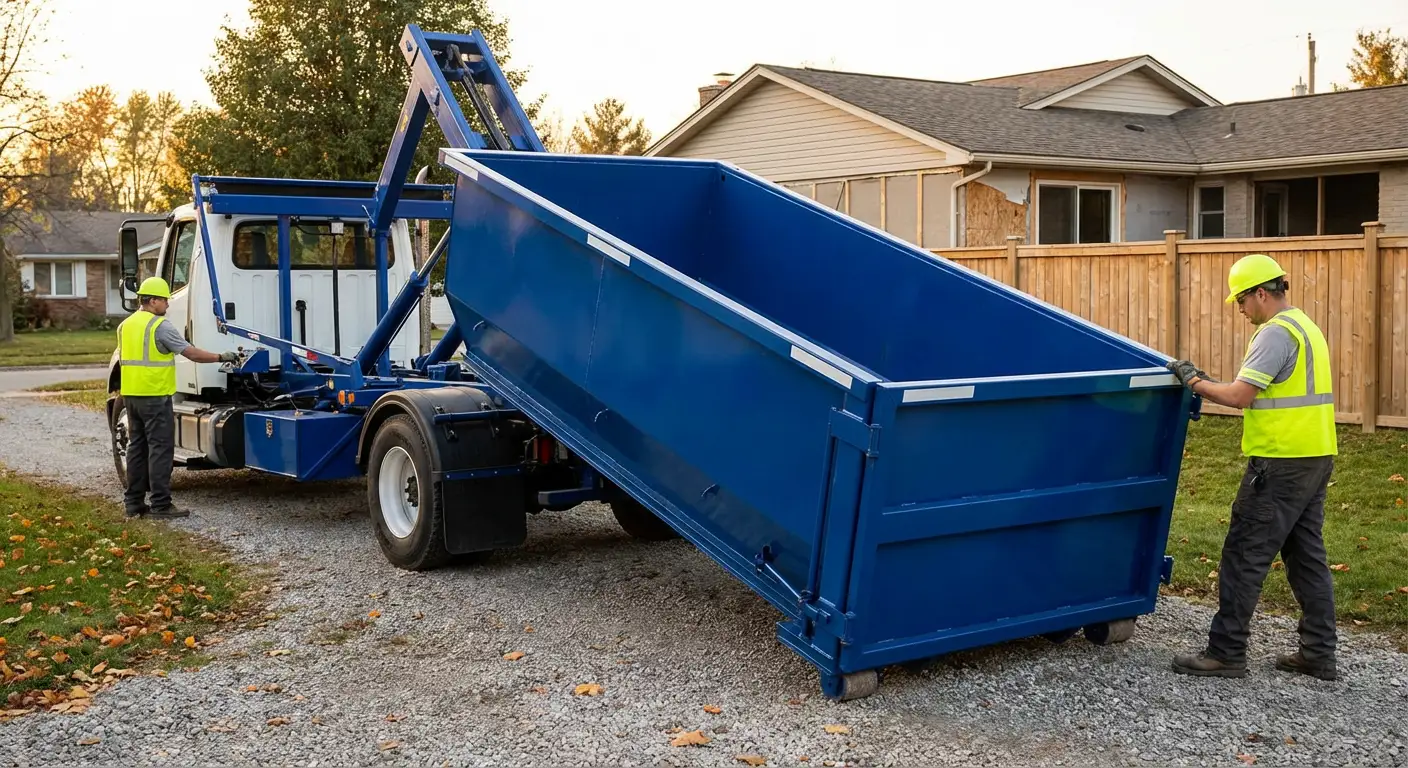 Roll-off dumpster rental delivery truck in Chandler, AZ