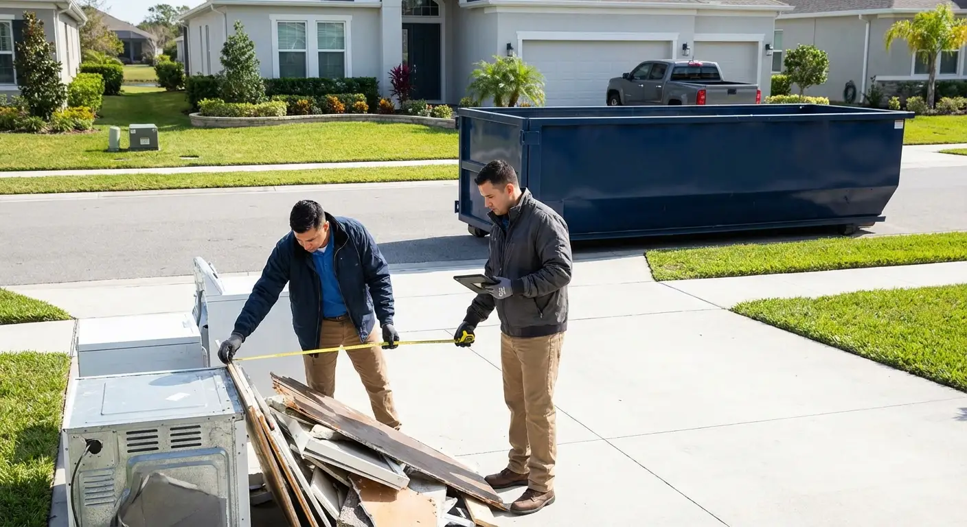 Concrete dumpster rental delivery truck in Chandler, AZ